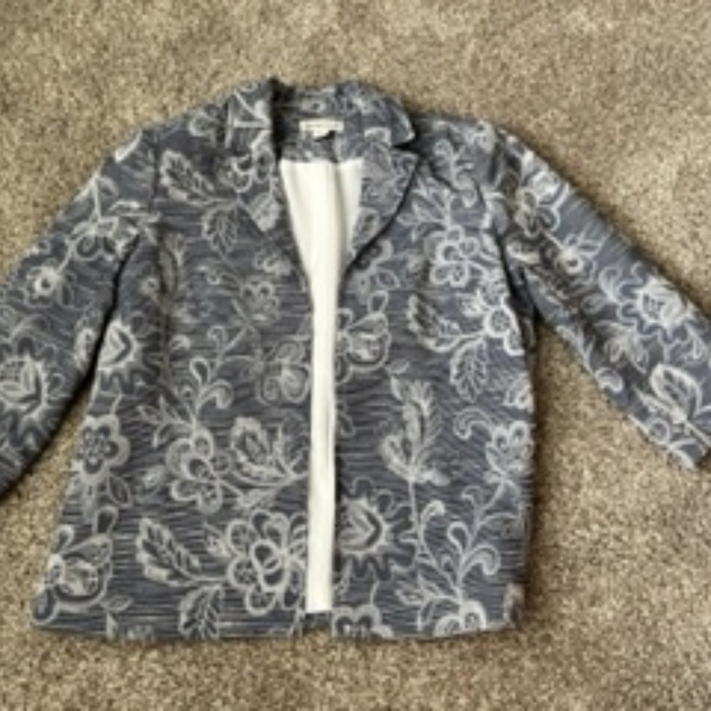 Spring jacket-blue and white floral design